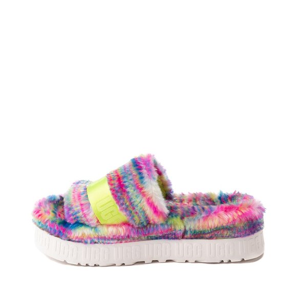 UGG Fluffita Pixelate Platform Slippers | Size 7 | NWT | Multicolor | Faux Shear - Picture 2 of 11